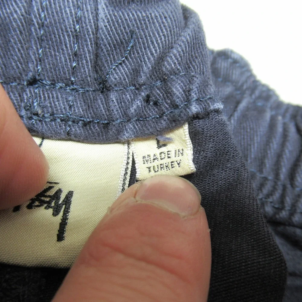 Stussy Baggy Pants Men? Large Blue Elastic Classic Stuff Relaxed‎ Casual 28x2?